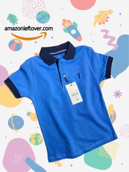 Boys Polo Blue Black Collar