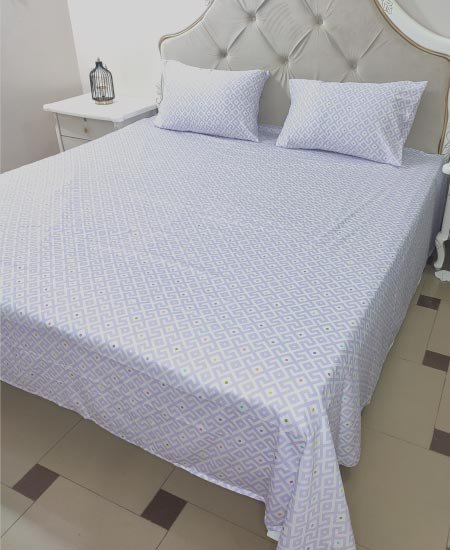 Cotton Satin Bedsheet Elegant Plum Geometric TC-240 Jungle Tree