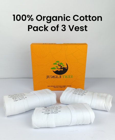 Jungle Tree 100% Organic Cotton Vest Pack of 3