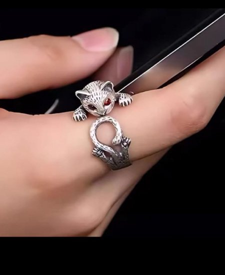 Jungle Tree 925 Sterling Silver Cat Rings