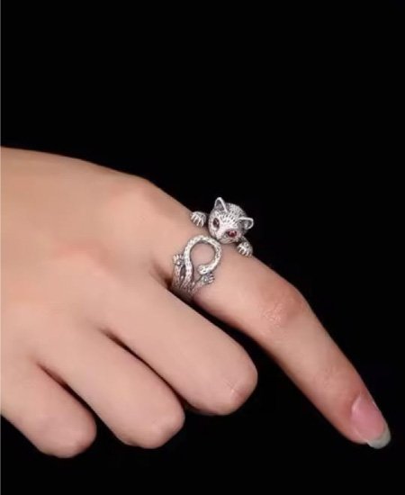 Jungle Tree 925 Sterling Silver Cat Rings - Image 2