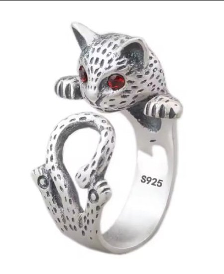 Jungle Tree 925 Sterling Silver Cat Rings - Image 3