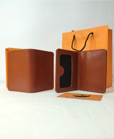 Jungle Tree Black Smart Brown Leather Card Holder 003