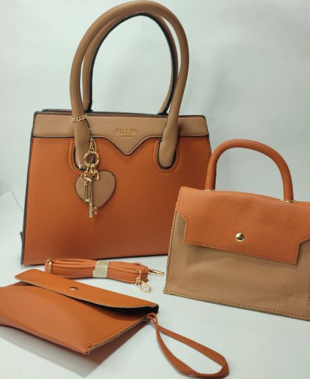PRADA Handbags 3Pc Brown Ladies