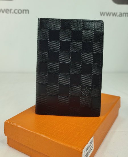 Louis V Chack Mate Black Passport Holder Wallet