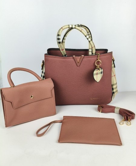 Burberry Ladies Coffee Pink Handbag
