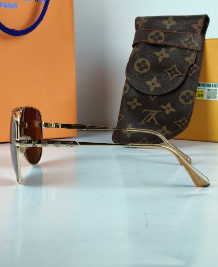 LV Sunglasses Golden Brown Aviator LV41 - Image 8