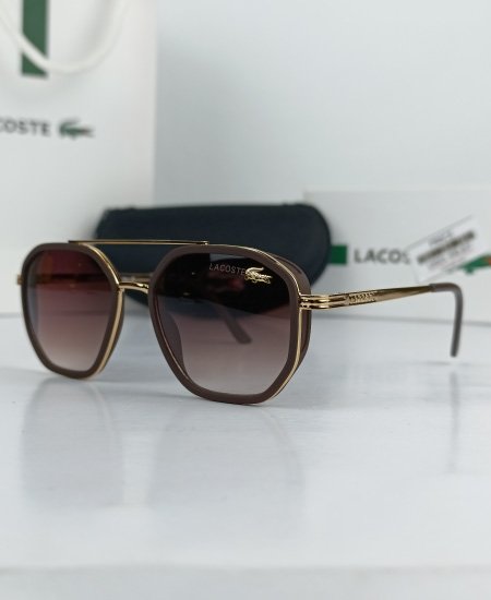 Lacoste Sunglasses Brown Hexagon LAC022