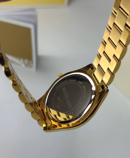Michael Kors Black Ladies Watch MK3205 Yellow Gold - Image 4