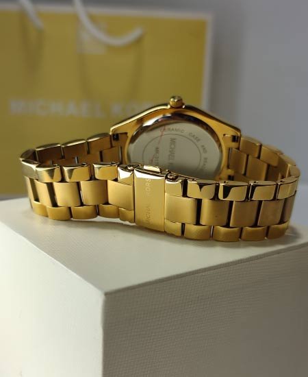 Michael Kors Black Ladies Watch MK3205 Yellow Gold - Image 5