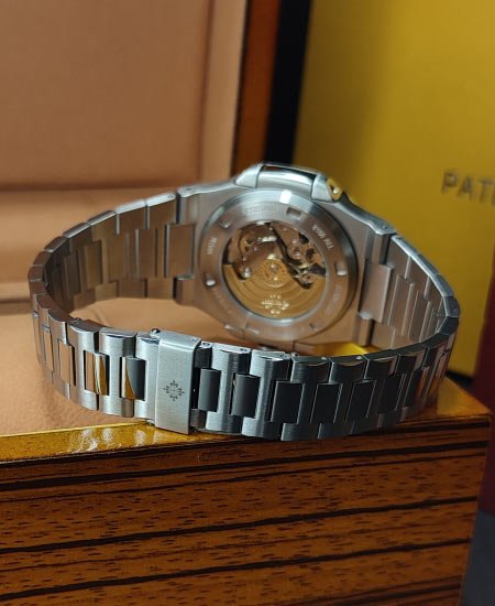PATEK PHLIPE Nautilus Silver Skeleton Black Dail Watch - Image 4