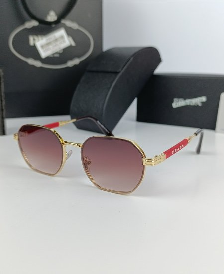 Prada Sunglasses Golden Red Hex 021