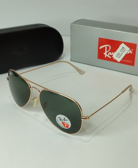 Rayban-Aviator Polarized Golden Green Sunglasses