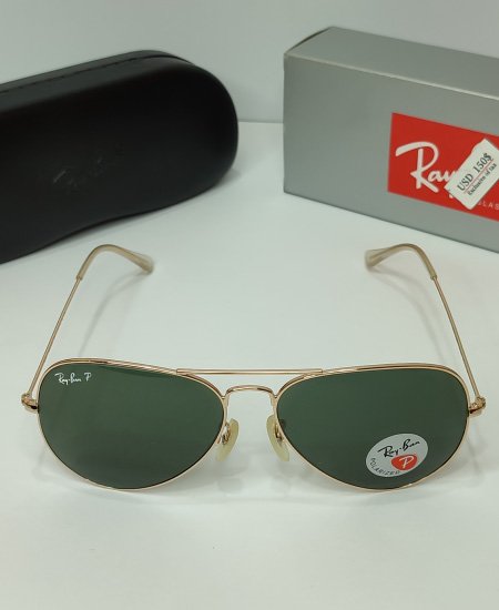 Rayban-Aviator Polarized Golden Green Sunglasses - Image 3