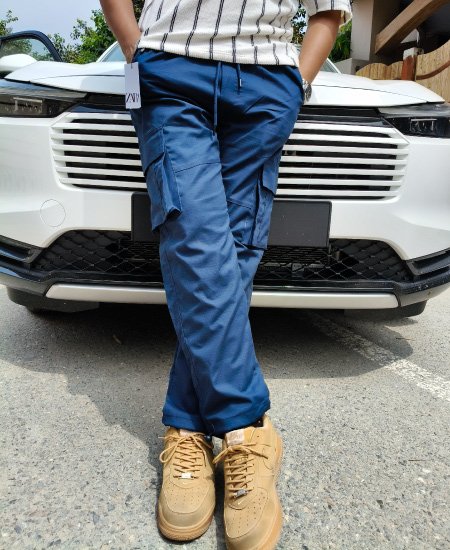 Zara Self Blue Cargo Trousers